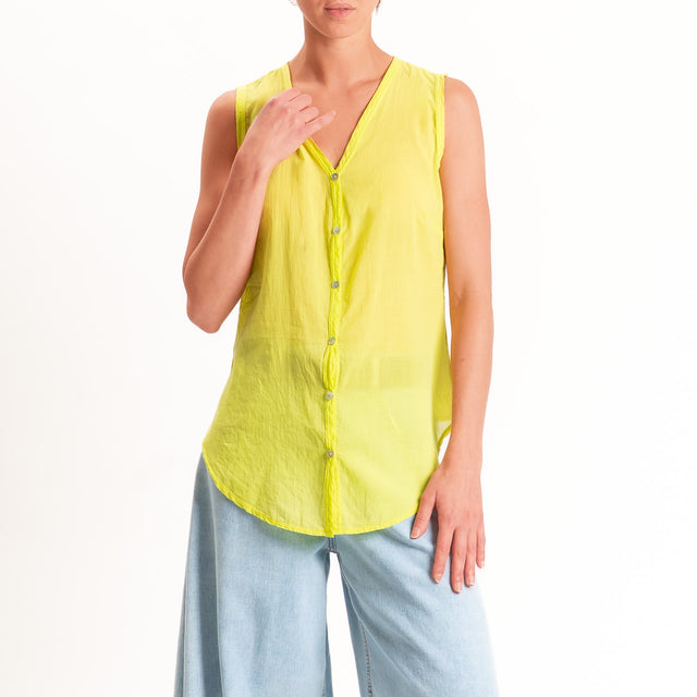 Tensione in-Camicia mussola smanicata - lime