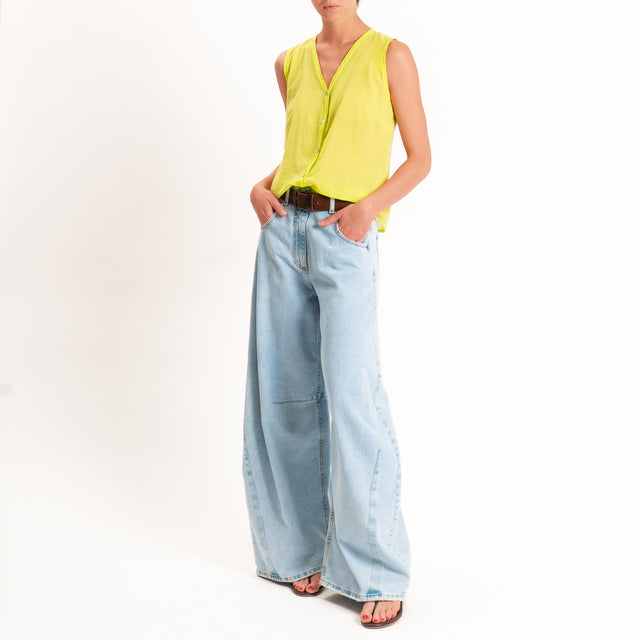 Tensione in-Camicia mussola smanicata - lime