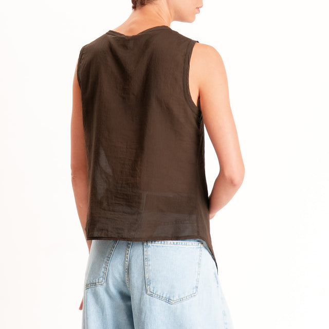 Tensione in-Camicia mussola smanicata - caffe'