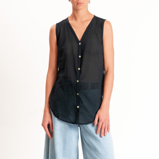 Tensione in-Camicia mussola smanicata - nero