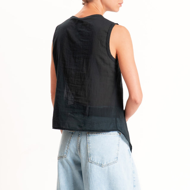 Tensione in-Camicia mussola smanicata - nero