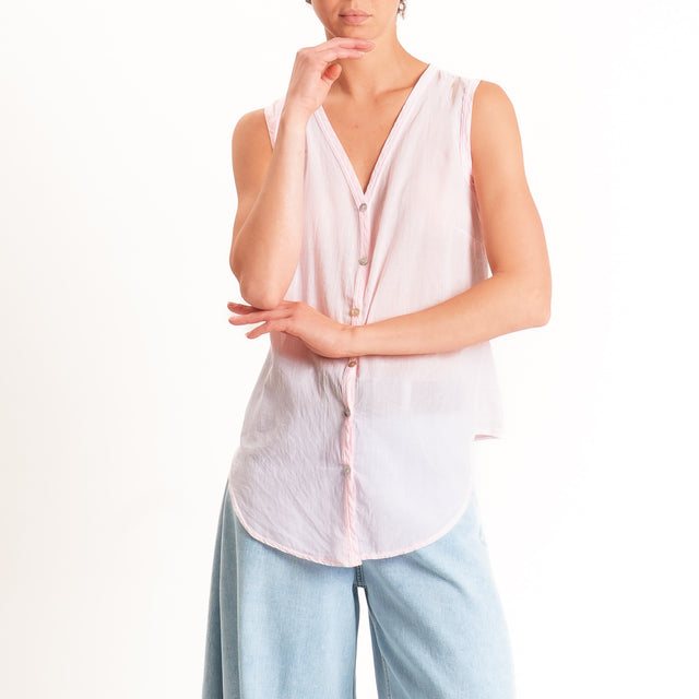 Tensione in-Camicia mussola smanicata - rosa