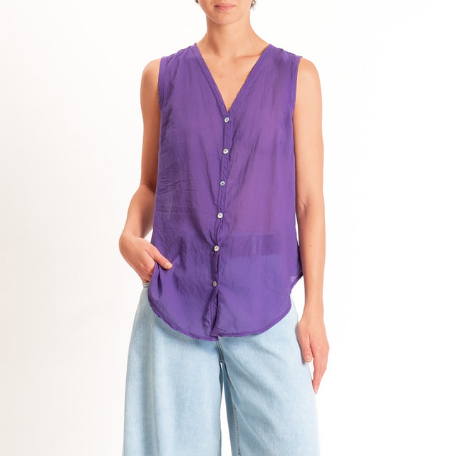 Tensione in-Camicia mussola smanicata - viola