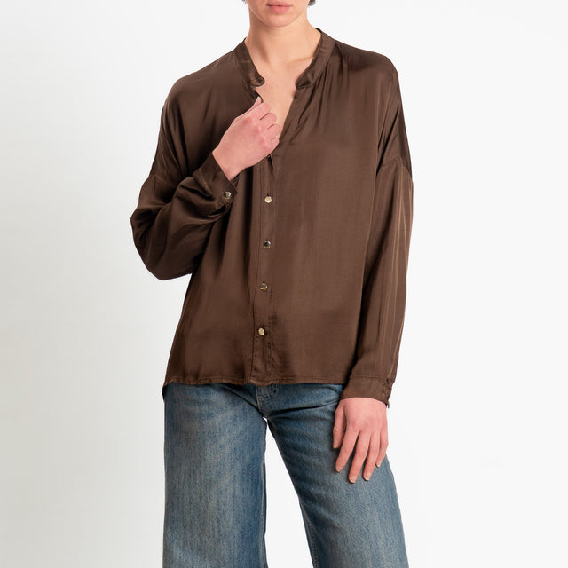 Tensione in-Camicia satin bottoni dorati - caffe'