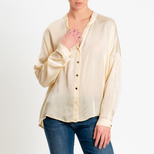 Tensione in-Camicia satin bottoni dorati - yellow