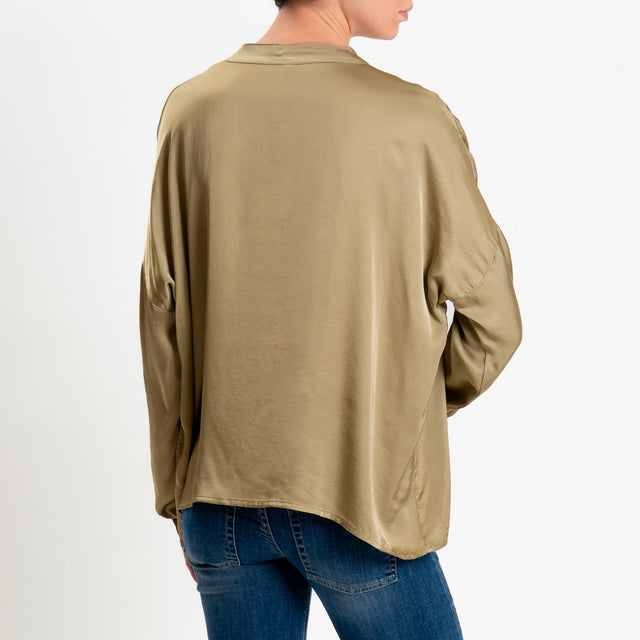 Tensione in-Camicia satin bottoni dorati - olio