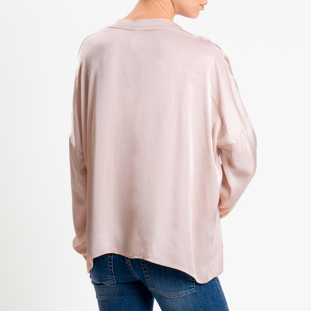 Tensione in-Camicia satin bottoni dorati - rose