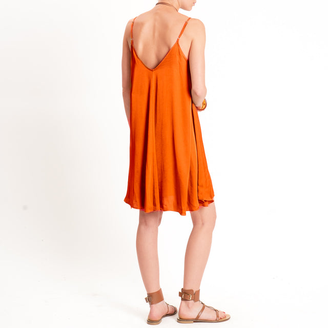 Tensione in-Abito satin corto bretelle regolabili - arancio