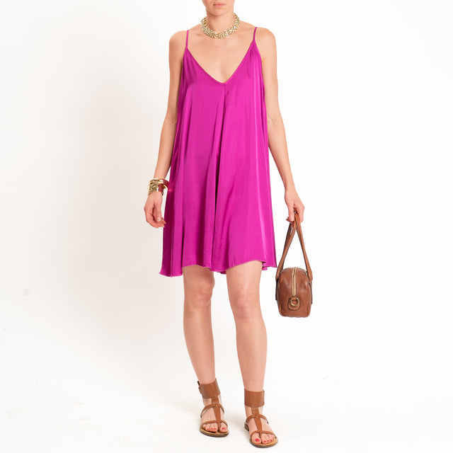 Tensione in-Abito satin bretelle regolabili - berry