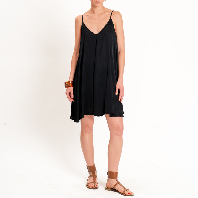 Tensione in-Abito satin bretelle regolabili - nero