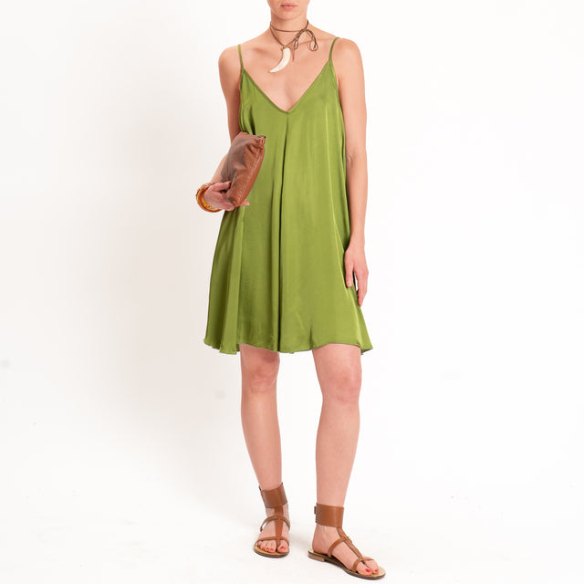Tensione in-Abito satin bretelle regolabili - olive