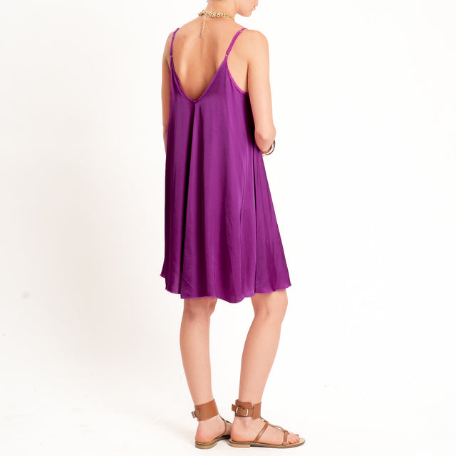 Tensione in-Abito satin corto bretelle regolabili - viola