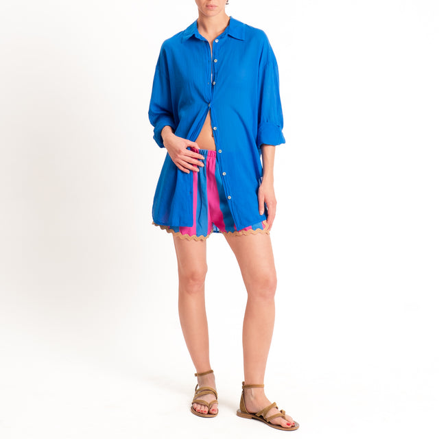 Tensione in-Camicia over mussola spacchi laterali - bluette