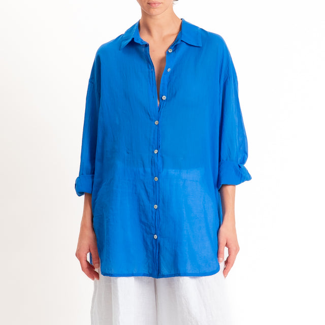 Tensione in-Camicia over mussola spacchi laterali - bluette