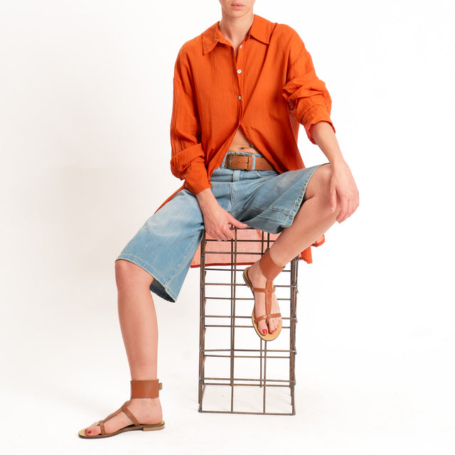 Tensione in-Camicia over mussola spacchi laterali - papaya