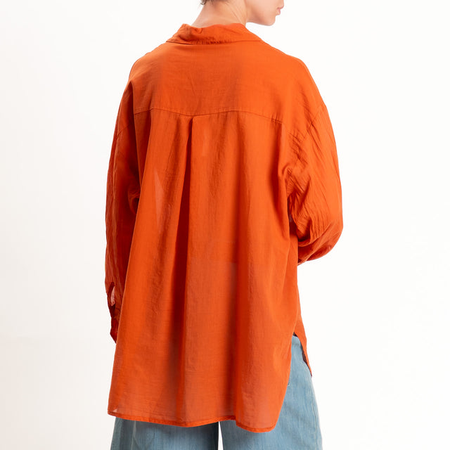 Tensione in-Camicia over mussola spacchi laterali - papaya