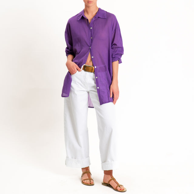 Tensione in-Camicia over mussola spacchi laterali - viola
