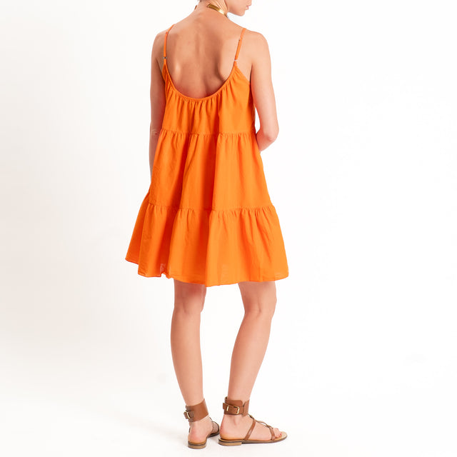 Tensione in-Abito corto mussola con balze - arancio