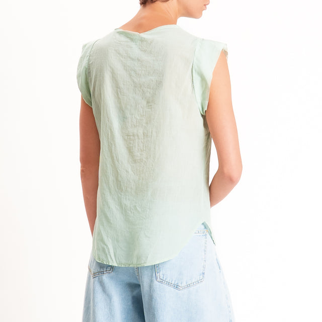 Tensione in-Camicia mussola smanicata - acqua