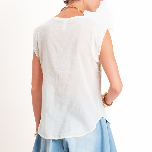 Tensione in-Camicia mussola smanicata - burro
