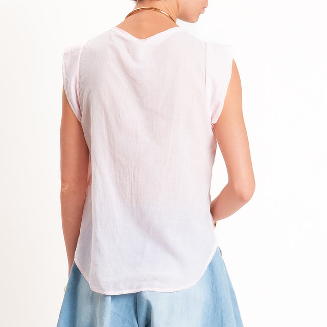 Tensione in-Camicia mussola smanicata - rosa