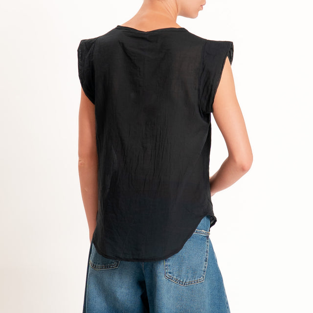 Tensione in-Camicia mussola smanicata scollo v - Nero