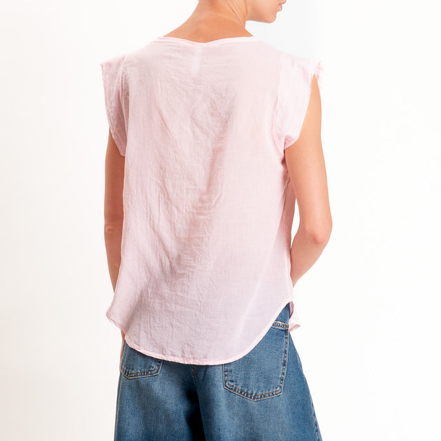 Tensione in-Camicia mussola smanicata scollo v - rose