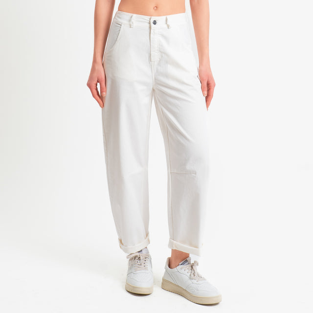 Tensione in-Pantalone barrel fit elastico dietro - latte