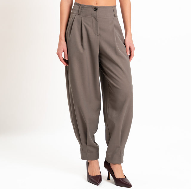Tensione in-Pantalone misto lana con pinces - nocciola