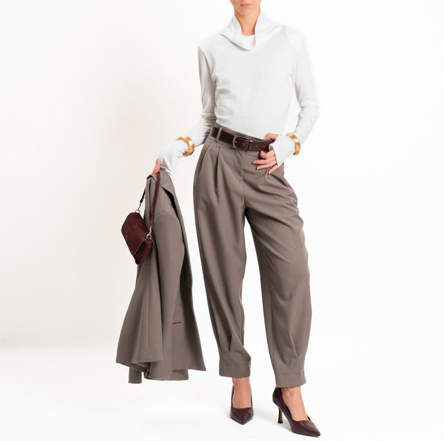 Tensione in-Pantalone misto lana con pinces - nocciola
