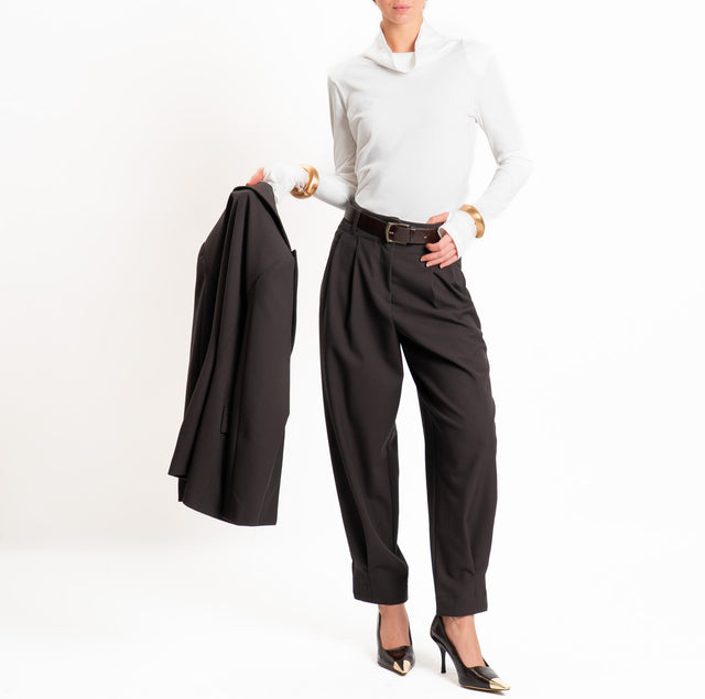 Tensione in-Pantalone misto lana con pinces - moro