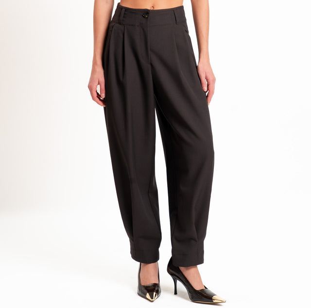 Tensione in-Pantalone misto lana con pinces - moro