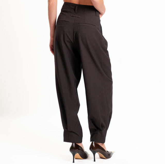 Tensione in-Pantalone misto lana con pinces - moro