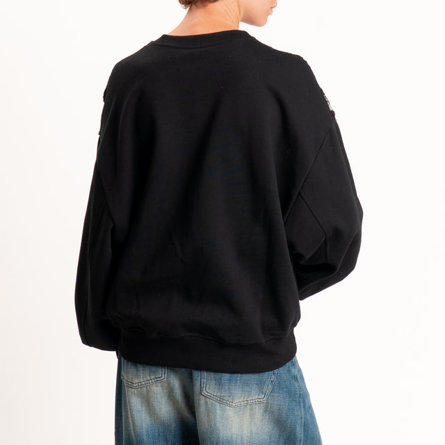 Tensione in-Felpa con pizzo - nero