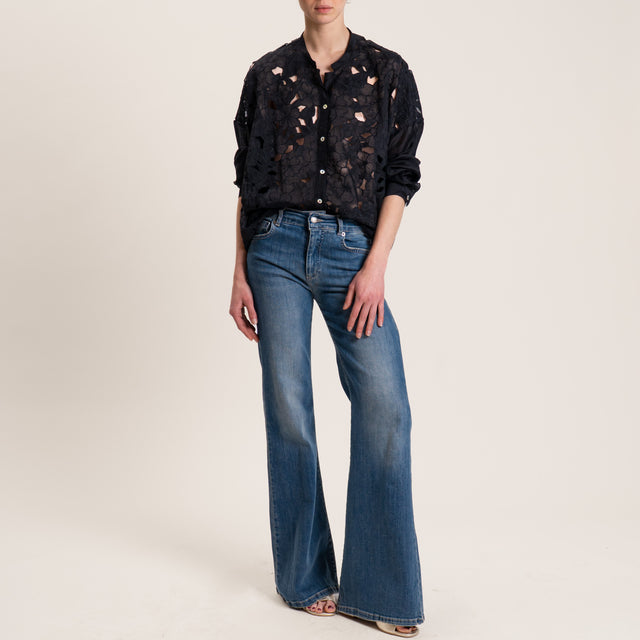 Tensione in-Camicia mussola con ricami - nero