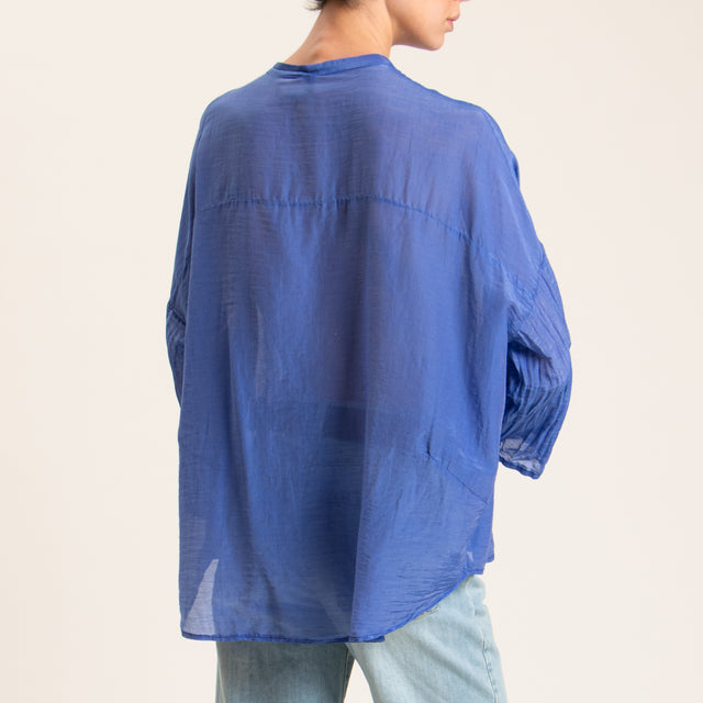 Tensione in-Camicia mussola misto seta - Blu