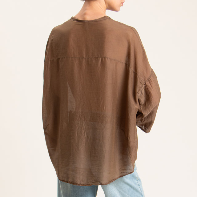 Tensione in-Camicia mussola misto seta - moka