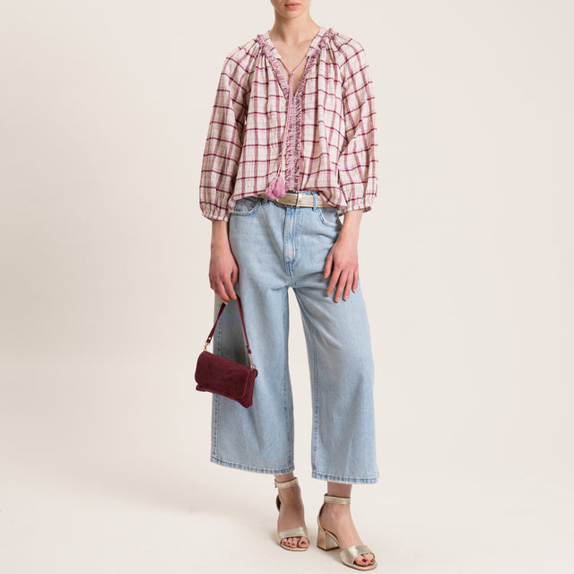 Tensione in-Blusa quadri goffrata - burro/cipria/india