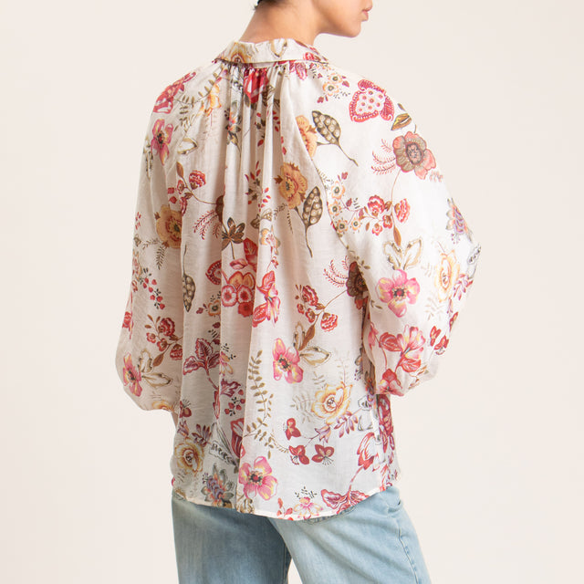 Tensione in-Camicia mussola fantasia floreale - burro/cherry/militare