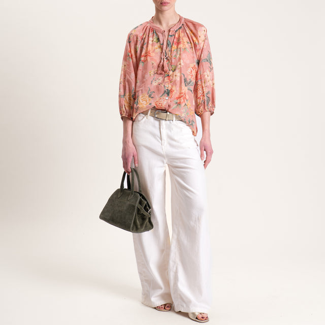 Tensione in-Camicia mussola fantasia floreale - rosa/cipria/sand