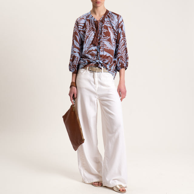 Tensione in-Camicia mussola fantasia con nappine - moro/cielo