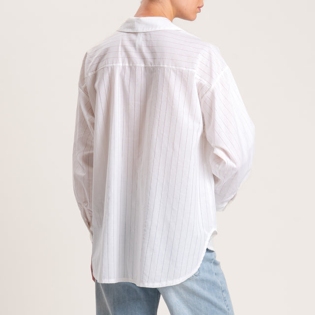Camisa de muselina con rayas de tiza - blanca