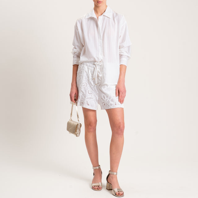 Camisa de muselina con rayas de tiza - blanca