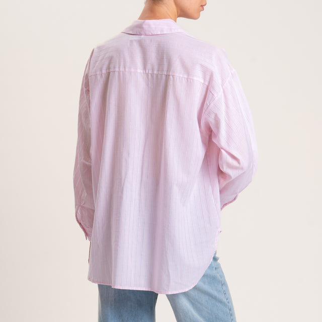 Camisa de muselina con rayas de tiza - rosa