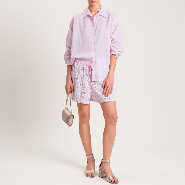 Camisa de muselina con rayas de tiza - rosa