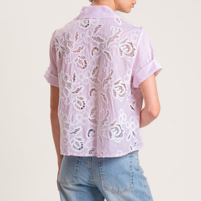 Camisa de tensión con bordado - rosa