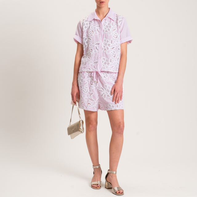 Camisa de tensión con bordado - rosa