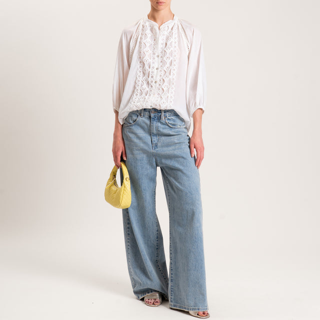 Tensione in-Camicia mussola con pizzo - panna