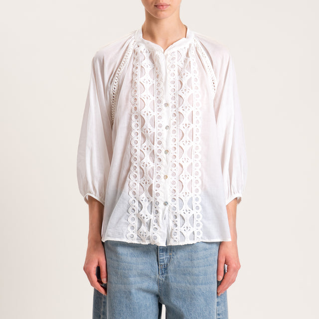 Tensione in-Camicia mussola con pizzo - panna