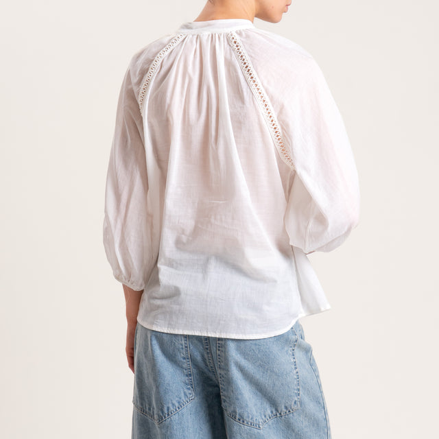 Tensione in-Camicia mussola con pizzo - panna